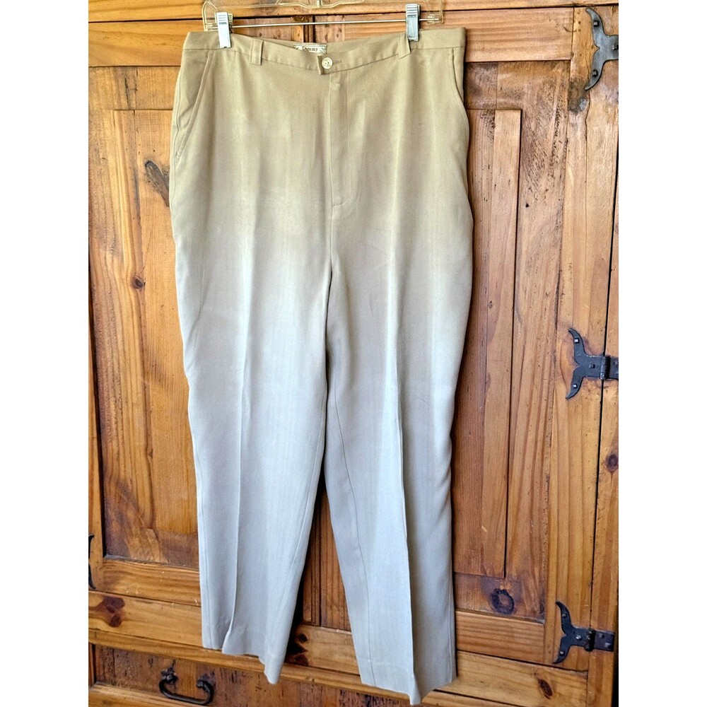 NWOT Tommy Bahama 100% Silk Pants Women 16 Khaki Tan Straight Leg Trousers